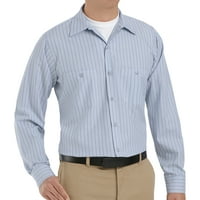 Kırmızı Kapalı® Erkek Uzun Kollu Endüstriyel Çizgili İş Gömleği