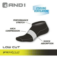 VE Erkek Pro Platinum Yastık Performansı Düşük Kesim Çorap, 6'lı Paket