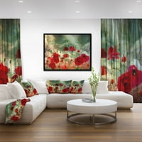 SANAT Designart 'Vahşi Kırmızı Haşhaş Çiçekler Sky' Çiçek Çerçeveli Tuval Sanat Baskı