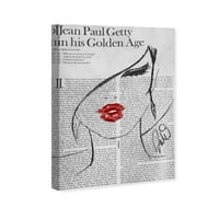 Pist Avenue Moda ve Glam Duvar Sanatı Tuval Baskılar 'Fashionista Lunaire' Portreler-Kırmızı, Siyah
