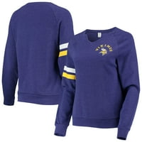 Kadın Heathered Mor Minnesota Vikings Raglan Çentik Boyun uzun kollu tişört