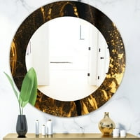 Designart 'Mermer Sarı 9' Glam Duvar Aynası - Oval veya Yuvarlak Duvar Aynası