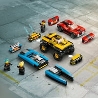 City Combo Race Oyuncak Araba Yapım Seti, Bir Spor Araba, SUV, Sürat Teknesi ve Minifigürler, Bir Yaşındaki Erkekler,