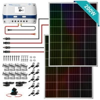 SereneLife 200w Güneş Paneli Başlangıç Kiti 100w Mono Güneş Pilleri Seti, A Sınıfı Monokristal Paneller ve LCD Ekranlı