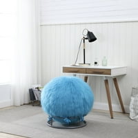 Ev Fau Kürk Şişme Denge Yoga Topu Sandalye, Mavi