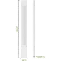 12 W 96 H 2 P İki Eşit Düz Panel PVC Pilaster w Dekoratif Sermaye ve Taban