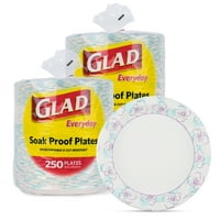 Glad - Günlük Yuvarlak Kağıt Tabaklar - 10 - 500CT - Mavi Çiçek