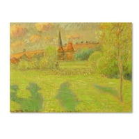 Ticari Marka Güzel Sanatlar 'Çoban ve Eragny Kilisesi' Camille Pissarro'nun Tuval Sanatı