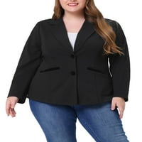 Benzersiz Pazarlık kadın Artı Boyutu Düğme Aşağı Çentikli Yaka Ofis Ceketler Blazer