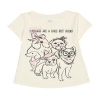 Merak Ulus Kızlar Kısa Kollu Köpekler T-Shirt, Boyutları 4-Artı