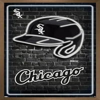 Chicago Beyaz So - Neon Kask Duvar Posteri, 22.375 34 Çerçeveli