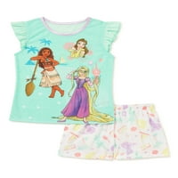 Disney Prenses Kız Kısa Kollu Üst ve Pantolon Pijama Takımı, Klasik 2'li Set, 4-10 Beden