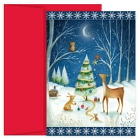 Kağıt Noel Kartları ve Eşleşen Zarflar Seti, Büyük Ve Küçük Yaratıklar, 18 Paket