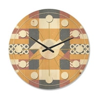 Designart 'Geometrik Retro Tasarım VI' Yüzyıl Ortası Modern Ahşap Duvar Saati