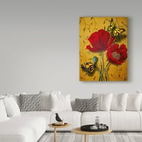 Cherie Roe Dirksen'den 'Sarı Kelebekli Kırmızı Gelincikler' Tuval Sanatı