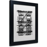 Marka Güzel Sanatlar Yangın Merdiveni Manhattan Philippe Hugonnard'ın Tuval Sanatı, Beyaz Mat, Siyah Çerçeve