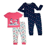 Cozy Jams Baby & Toddler Kız Çocuk Pamuklu Pijama Takımı, 4'lü, Beden 12M-5T