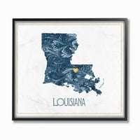 Stupell Ev Dekorasyonu Louisiana Minimal Mavi Mermer Kağıt Siluet Çerçeveli Tekstüre Sanat