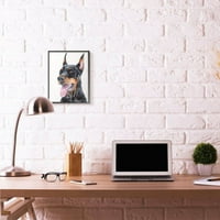 Stupell Sanayi Sevimli Doberman Köpek Pet Hayvan Suluboya Resim Çerçeveli Giclee Tekstüre Sanat George Dyachenko