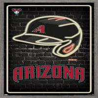 Arizona Diamondbacks - Neon Kask Duvar Posteri, 22.375 34 Çerçeveli