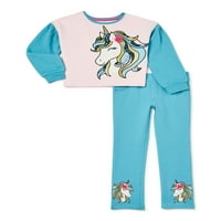 Garanimals Girls Colorblock Sweatshirt ve Unicorn Pantolon Takımından Çocuklar, 4-10 Beden