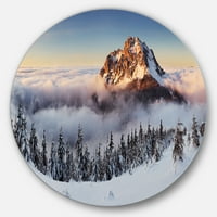 Designart 'Kış Dağ Manzarası' Disk Fotoğrafçılığı Daire Metal Duvar Sanatı
