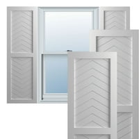 Ekena Millwork 15 W 56 H Gerçek Fit PVC İki Panel Chevron Modern Stil Sabit Montajlı Panjurlar, Astarlanmış