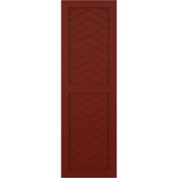 Ekena Millwork 18 W 45 H Gerçek Fit PVC İki Panel Chevron Modern Stil Sabit Montajlı Panjurlar, Biber Kırmızısı
