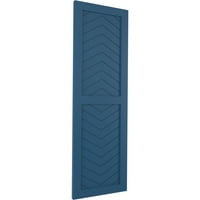 Ekena Millwork 18 W 31 H Gerçek Uyum PVC İki Panel Chevron Modern Stil Sabit Montajlı Panjurlar, Sojourn Blue