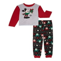 Eşleşen Aile Yılbaşı Pijamaları Çocuğun Mickey 2 Parçalı Pijama Takımı