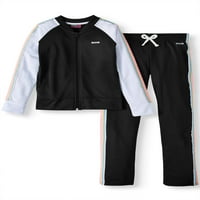 Gökkuşağı Süslemeli Triko Ceket ve Pantolon, 2 Parçalı Aktif Set