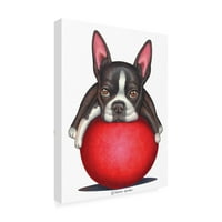 Danny Gordon Sanatı 'Kırmızı Baloda Boston Terrier' Tuval Sanatı