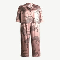 Joyspun Kadın Saten Pijama Uyku Seti, 2 Parça, S Beden 3X