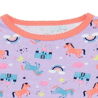 Wonder Ulus Toddler Kız Pamuk Kısa Kollu Üst ve Pijama Pantolon, 2 Parça Uyku Seti, Boyutları Months-5T