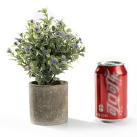 Yapay Topiary Fau Bitki Yeşil Yapraklar ve Mor Çiçekler 9.4 Dekoratif Gerçekçi Topiaries Pot ile Ev Dekor için