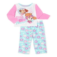 Pençe Devriye Yürümeye Başlayan Kızlar Uyku Pijama, 2 Parça, Boyutları 2T-5T