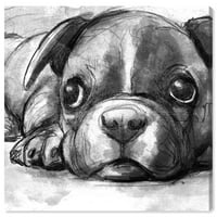 Pist Avenue Hayvanlar Duvar Sanatı Tuval Baskılar 'Boston Terrier' Köpekler ve Yavrular-Siyah, Beyaz