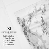 Sweet Home Collection Çantada Yatak Mermer Baskı Seti