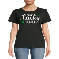 Aziz Patrick Günü kadın Şanslı Anne grafikli tişört