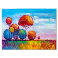 Süs Renkli Ağaçlar Ben Boyama Tuval Sanat Baskı