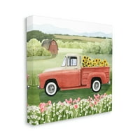 Stupell Endüstrileri Ülke çiftlik kamyonu Ayçiçeği Demetleri Çiçek Açan Çayır Resim Galerisi Sarılmış Tuval Baskı