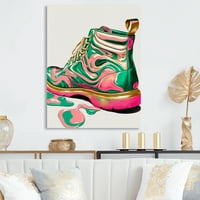 Designart Pembe Ve Yeşil Art Deco Ordu Ayakkabı Tuval Duvar Sanatı