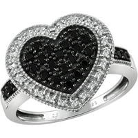 Jewellersclub Gümüş Karat Beyaz elmas Kalp Küme Yüzük Kadınlar için