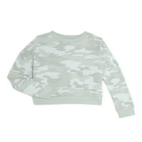 Wonder Nation Uzun Kollu, 4 Beden ve Üzeri Kız Çocuk Bisiklet Yaka Sweatshirt