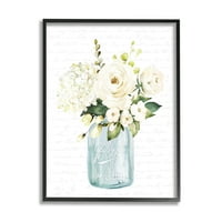 Stupell Industries Klasik Beyaz Çiçek Buketi Vintage Metin Yazısı Grafik Sanatı Siyah Çerçeveli Sanat Baskı Duvar