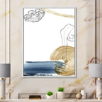 Altın deniz kabuğu klasik mavi soyut çerçeveli resim tuval sanat baskı