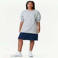 Ücretsiz Montaj Kızlar Pileli Sweatshirt Elbise, 4-18 Beden