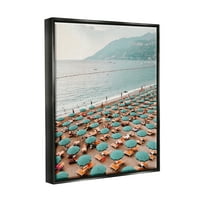 Stupell plaj şemsiyeleri Kıyı Tatil Manzara Fotoğrafçılığı Siyah Şamandıra Çerçeveli sanat Baskı Duvar Sanatı