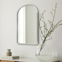 NeuType Alüminyum Alaşımlı Duvara Monte Kemerli Derin Ayna Asılı Ayna duvar aynası Yuvarlak Köşe Gümüş 40 x 30