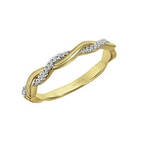 Hatıra Pırlanta Aksanlı Büküm yıldönümü yüzüğü 18 ayar Sarı Altın üzeri Gümüş